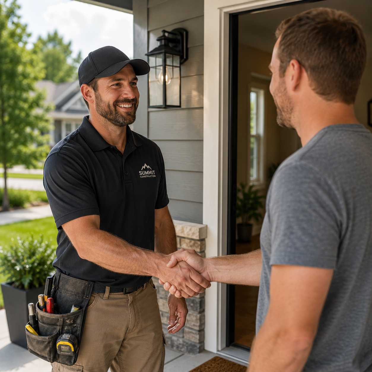 contractor shaking hands with a new client Contractor Marketing Strategy